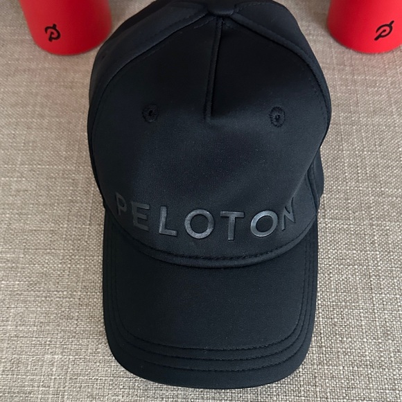 Peloton Black Hat and Vibrant Red Bottles - Picture 2 of 4